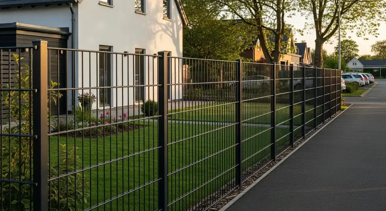 Dubbelstaafmat hekwerk in een woonsituatie